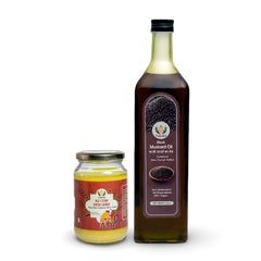 VedPahal A2 Cow Ghee & Stone-Pressed Mustard Oil Combo Pack